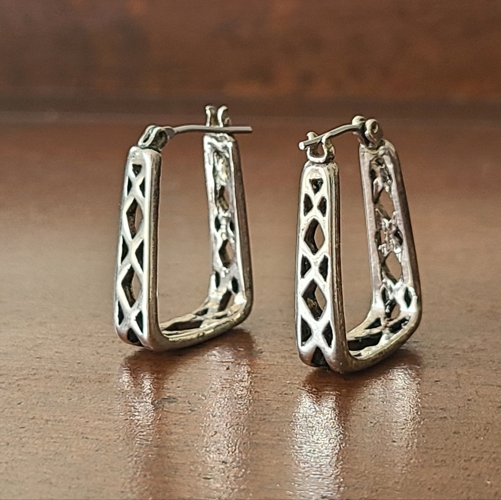 Silver Plated Square Hoops